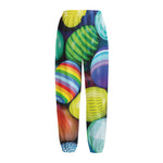 Pile Of Colorful Easter Eggs Print Fleece Lined Knit Pants