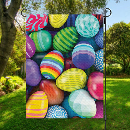 Pile Of Colorful Easter Eggs Print Garden Flag