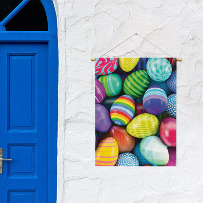 Pile Of Colorful Easter Eggs Print Garden Flag