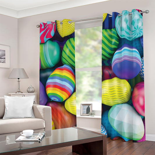 Pile Of Colorful Easter Eggs Print Grommet Curtains