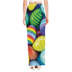 Pile Of Colorful Easter Eggs Print High Slit Maxi Skirt