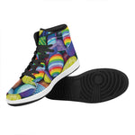 Pile Of Colorful Easter Eggs Print High Top Leather Sneakers