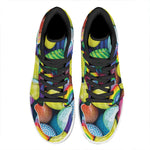 Pile Of Colorful Easter Eggs Print High Top Leather Sneakers