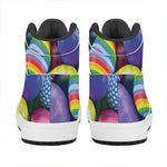Pile Of Colorful Easter Eggs Print High Top Leather Sneakers