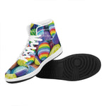Pile Of Colorful Easter Eggs Print High Top Leather Sneakers