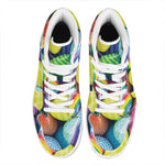 Pile Of Colorful Easter Eggs Print High Top Leather Sneakers