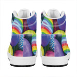 Pile Of Colorful Easter Eggs Print High Top Leather Sneakers