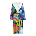Pile Of Colorful Easter Eggs Print Hooded Bathrobe