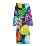 Pile Of Colorful Easter Eggs Print Hooded Bathrobe