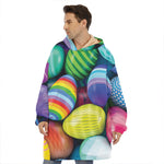 Pile Of Colorful Easter Eggs Print Hoodie Blanket