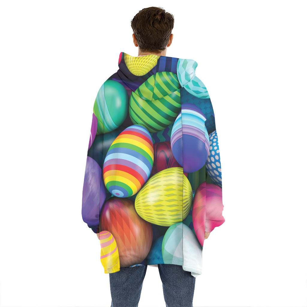 Pile Of Colorful Easter Eggs Print Hoodie Blanket