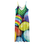 Pile Of Colorful Easter Eggs Print Jersey Midi Cami Dress