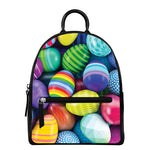 Pile Of Colorful Easter Eggs Print Leather Backpack