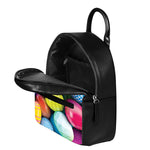 Pile Of Colorful Easter Eggs Print Leather Backpack