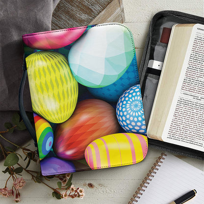Pile Of Colorful Easter Eggs Print Leather Bible Cover