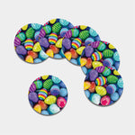 Pile Of Colorful Easter Eggs Print Leather Coaster Set