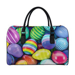 Pile Of Colorful Easter Eggs Print Leather Duffle Bag