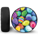 Pile Of Colorful Easter Eggs Print Leather Spare Tire Cover