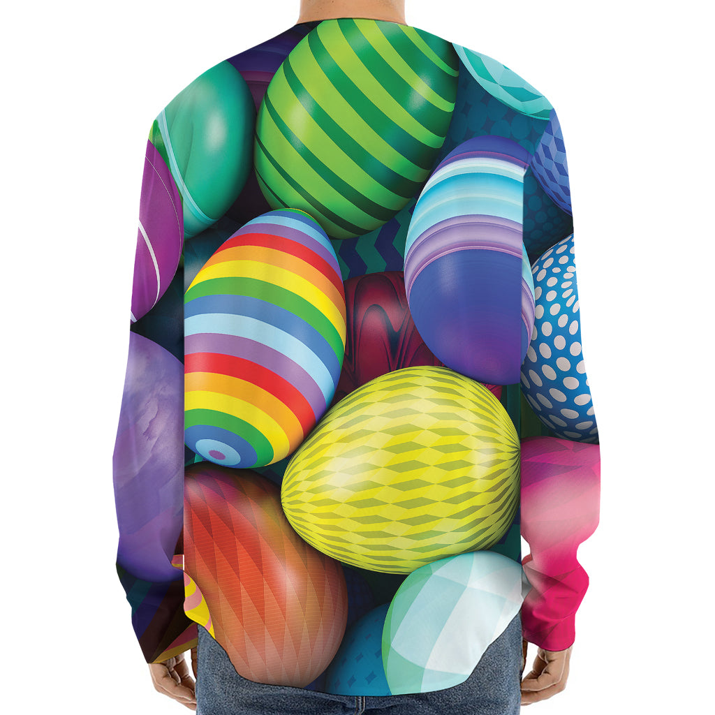 Pile Of Colorful Easter Eggs Print Long Sleeve Baseball Jersey