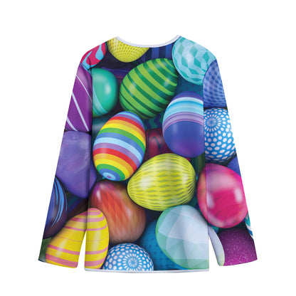 Pile Of Colorful Easter Eggs Print Long Sleeve Short Coat