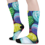 Pile Of Colorful Easter Eggs Print Long Socks
