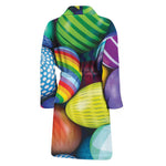 Pile Of Colorful Easter Eggs Print Men's Bathrobe