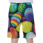Pile Of Colorful Easter Eggs Print Men's Beach Shorts
