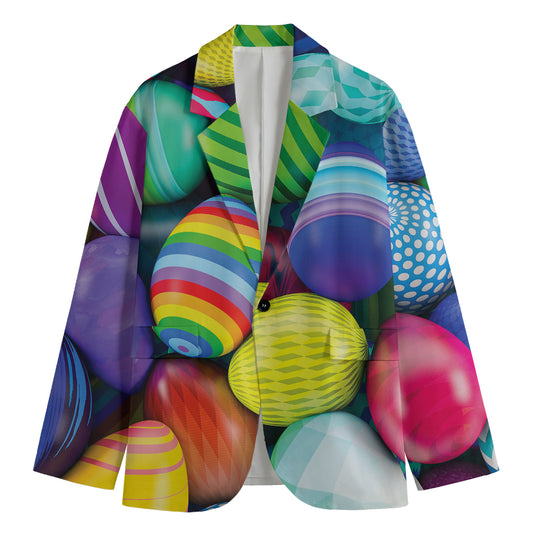 Pile Of Colorful Easter Eggs Print Men's Cotton Blazer