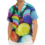 Pile Of Colorful Easter Eggs Print Men's Deep V-Neck Shirt