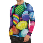 Pile Of Colorful Easter Eggs Print Men's Long Sleeve Rash Guard