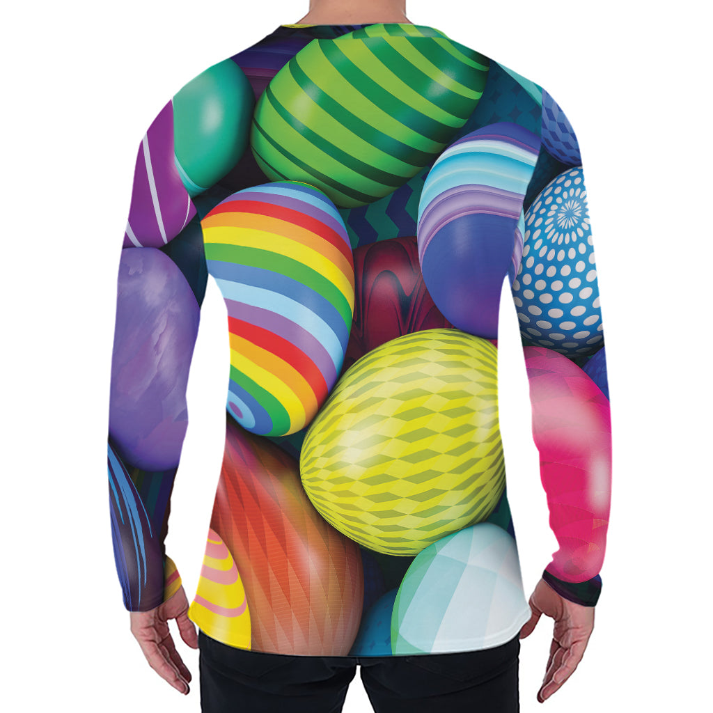 Pile Of Colorful Easter Eggs Print Men's Long Sleeve T-Shirt