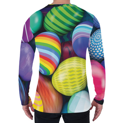 Pile Of Colorful Easter Eggs Print Men's Long Sleeve T-Shirt