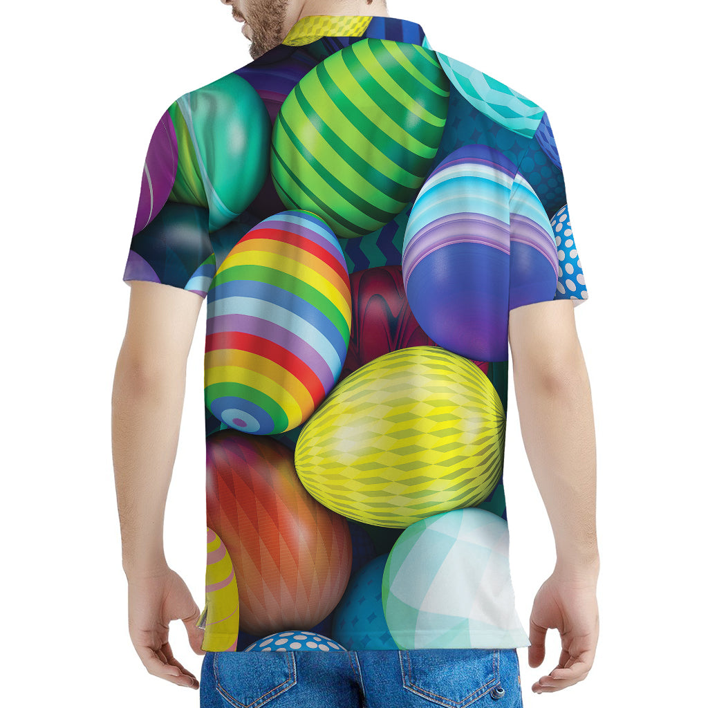 Pile Of Colorful Easter Eggs Print Men's Polo Shirt