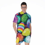 Pile Of Colorful Easter Eggs Print Men's Rompers