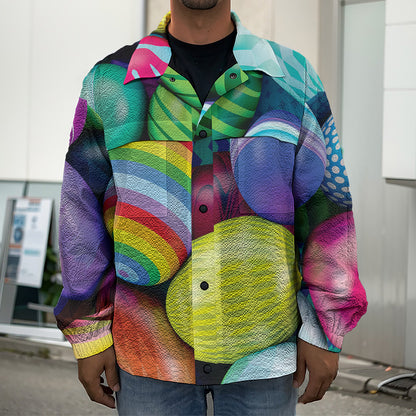 Pile Of Colorful Easter Eggs Print Men's Shirt Jacket