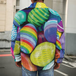 Pile Of Colorful Easter Eggs Print Men's Shirt Jacket