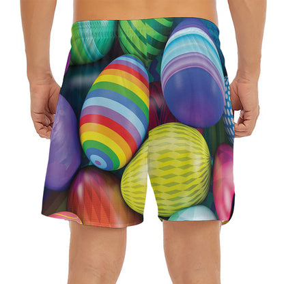 Pile Of Colorful Easter Eggs Print Men's Split Running Shorts