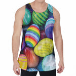 Pile Of Colorful Easter Eggs Print Men's Velvet Tank Top