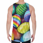 Pile Of Colorful Easter Eggs Print Men's Velvet Tank Top