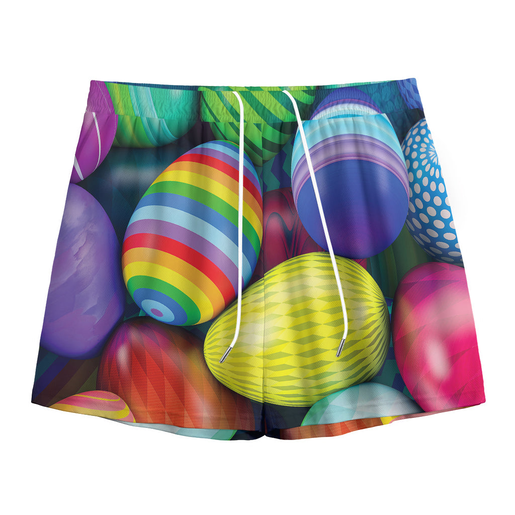 Pile Of Colorful Easter Eggs Print Mesh Shorts