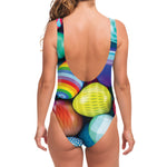Pile Of Colorful Easter Eggs Print One Piece Swimsuit