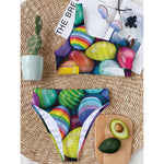 Pile Of Colorful Easter Eggs Print One Shoulder Bikini Top