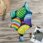 Pile Of Colorful Easter Eggs Print One Shoulder Bodysuit