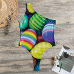Pile Of Colorful Easter Eggs Print One Shoulder Bodysuit
