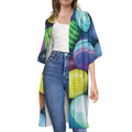 Pile Of Colorful Easter Eggs Print Open Front Beach Cover Up