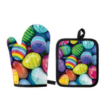 Pile Of Colorful Easter Eggs Print Oven Mitt And Pot Holder Set