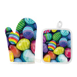 Pile Of Colorful Easter Eggs Print Oven Mitt And Pot Holder Set