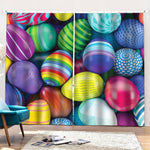 Pile Of Colorful Easter Eggs Print Pencil Pleat Curtains
