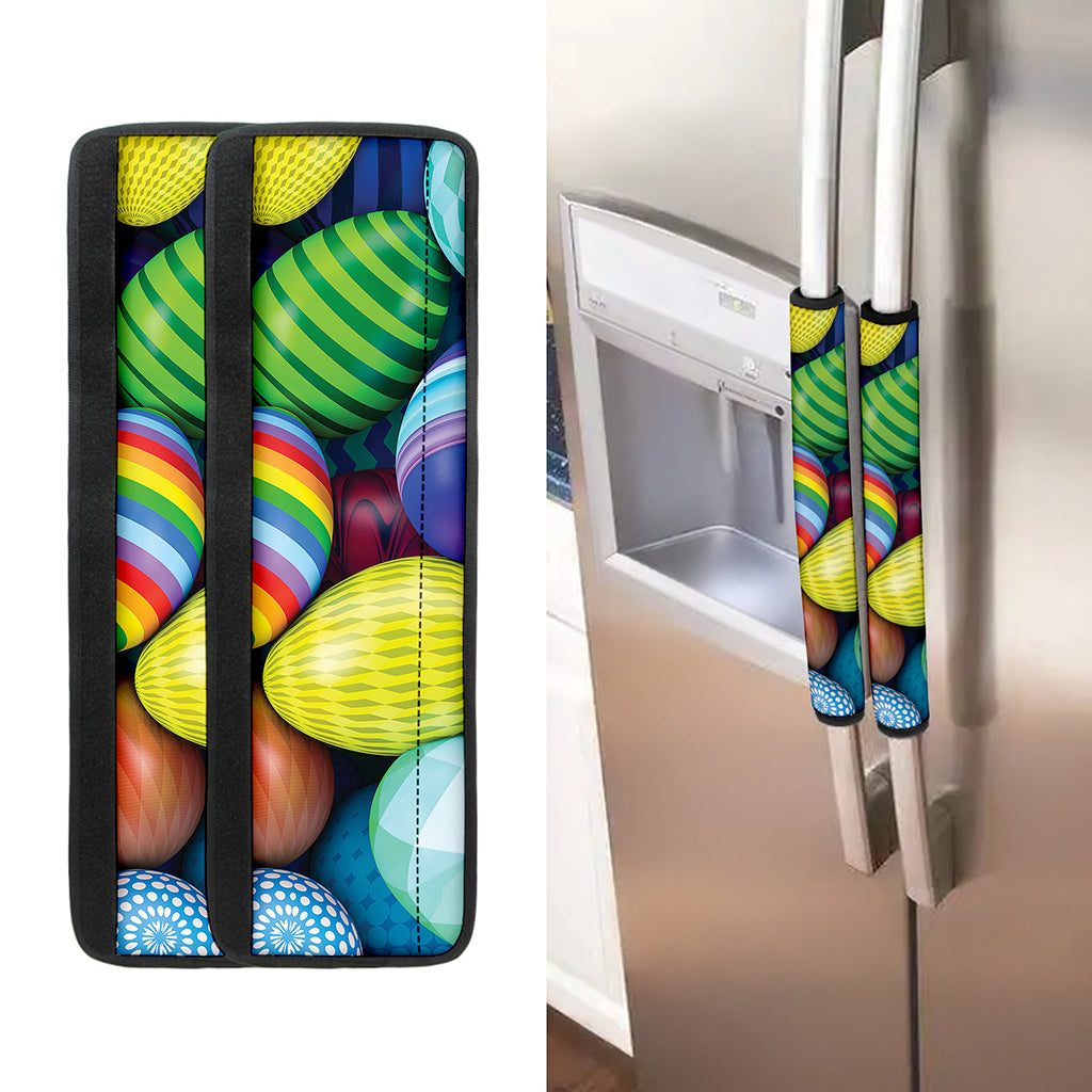 Pile Of Colorful Easter Eggs Print Refrigerator Handle Covers