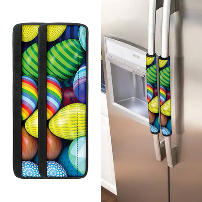 Pile Of Colorful Easter Eggs Print Refrigerator Handle Covers